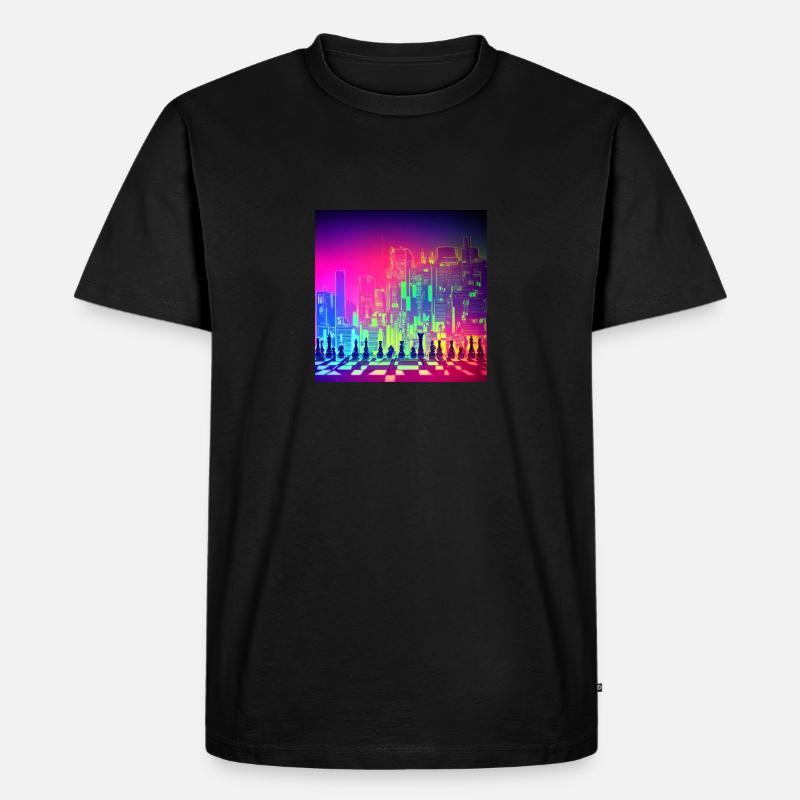 Neon Chess - Männer Premium Bio T-Shirt - Schwarz