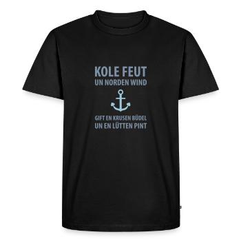 Plattdeutsch Anker Krusen Büdel Lütten Pint - Männer Premium Bio T-Shirt - Schwarz - Vorne - Nico (187cm)