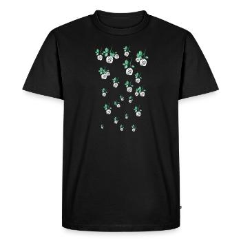 White Rose,N,Roses,Rose,Vine,Flowers,Floral - Men's Premium Organic T-Shirt - black - Front - Nico (187cm)