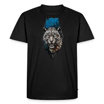 Blue-Eyed Jaguar: Mystical Wilderness - Men's Premium Organic T-Shirt - black - Front - Nico (187cm)