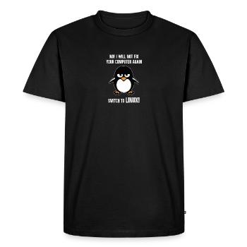 Programmation cadeau informatique · Linux - T-shirt Premium bio Homme - noir - Devant - Nico (187cm)