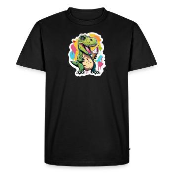 Obtenez le scoop préhistorique! T-Rex avec une glace - T-shirt Premium bio Homme - noir - Devant - Nico (187cm)