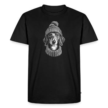 Teckel bobble chapeau chapeau teckel chien chien - T-shirt Premium bio Homme - noir - Devant - Nico (187cm)