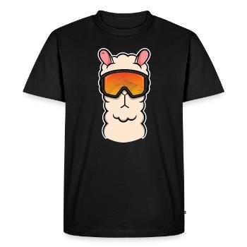 Lama llama alpaga snowboard apres ski cadeau fun - T-shirt Premium bio Homme - noir - Devant - Nico (187cm)