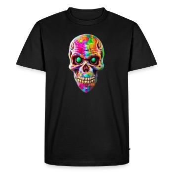 Tête de Mort effrayante - T-shirt Premium bio Homme - noir - Devant - Nico (187cm)