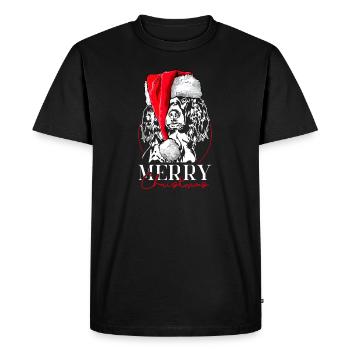 Santa Little Münsterlander Merry Christmas Dogs - Men's Premium Organic T-Shirt - black - Front - Nico (187cm)