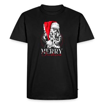 Père Noël gallois Springer Spaniel Joyeux Noël - T-shirt Premium bio Homme - noir - Devant - Nico (187cm)