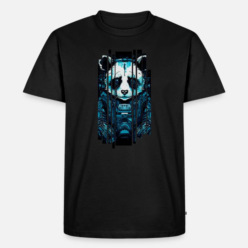 Cyber-Panda - Männer Premium Bio T-Shirt - Schwarz