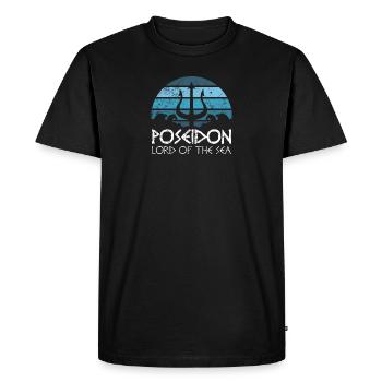 Ancient Greek god Poseidon gift for a - Men's Premium Organic T-Shirt - black - Front - Nico (187cm)