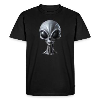 Realistic Grey Alien Extraterrestrial Being - Men's Premium Organic T-Shirt - black - Front - Nico (187cm)