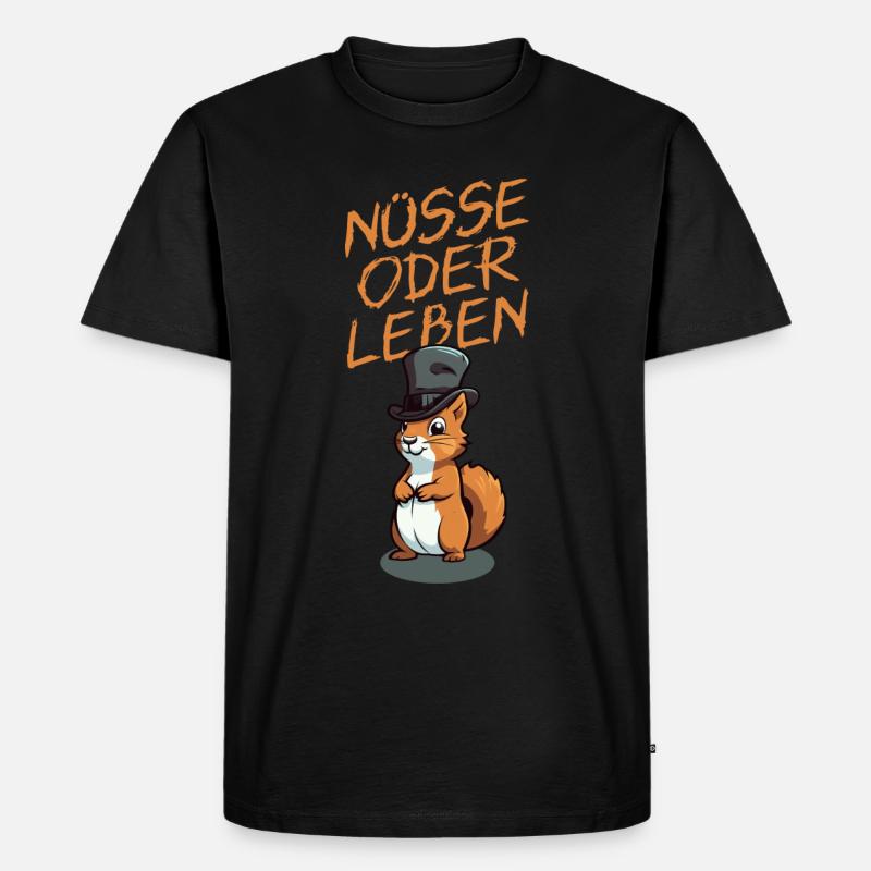 Nüsse Oder Leben - hell - Männer Premium Bio T-Shirt - Schwarz