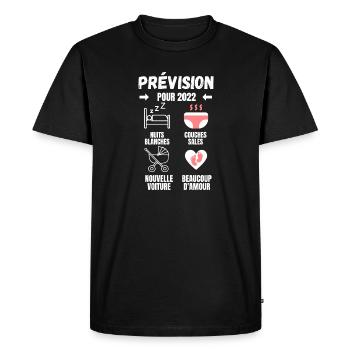 Forecast for 2022 - gift baby ad - Men's Premium Organic T-Shirt - black - Front - Nico (187cm)