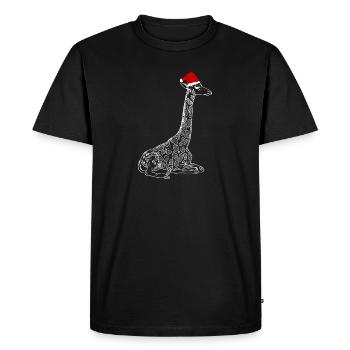 Christmas Giraffe - Men's Premium Organic T-Shirt - black - Front - Nico (187cm)