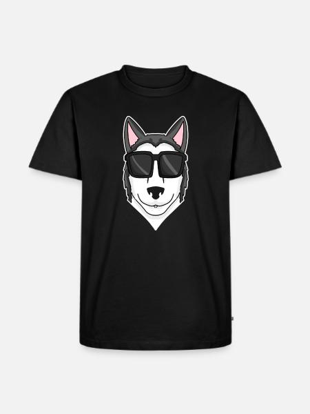 Siberian Husky dog with sunglasses - Men's Premium Organic T-Shirt - black