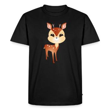 mignon petit chevreuil avec de grands bois - T-shirt Premium bio Homme - noir - Devant - Nico (187cm)