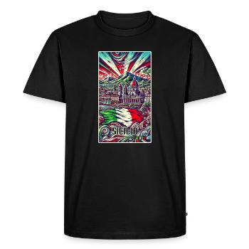 Sicily Italy art design - Men's Premium Organic T-Shirt - black - Front - Nico (187cm)