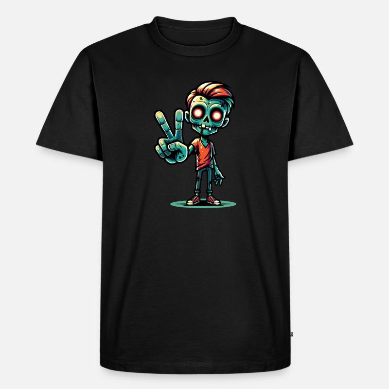 Zombie Peacezeichen - Männer Premium Bio T-Shirt - Schwarz