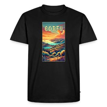 Design paradisiaque de Corfou en Grèce - T-shirt Premium bio Homme - noir - Devant - Nico (187cm)
