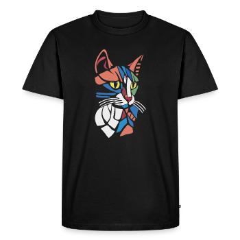 Abstrait géométrique amoureux des chats - T-shirt Premium bio Homme - noir - Devant - Nico (187cm)