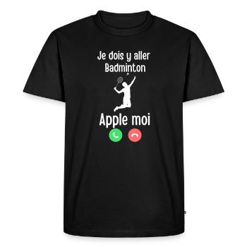 Badminton Call Me Tee - Men's Premium Organic T-Shirt - black - Front - Nico (187cm)