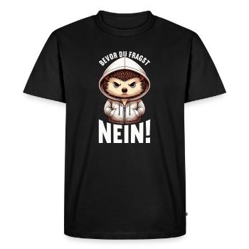 Avant de demander No Hedgehog Mauvaise humeur - T-shirt Premium bio Homme - noir - Devant - Nico (187cm)