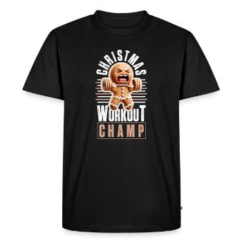 Christmas Workout Champ Weihnachten - Men's Premium Organic T-Shirt - black - Front - Nico (187cm)