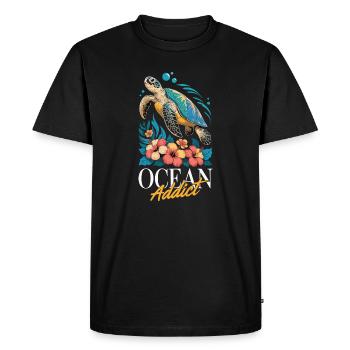Sea Turtle Ocean Addict Design - T-shirt Premium bio Homme - noir - Devant - Nico (187cm)