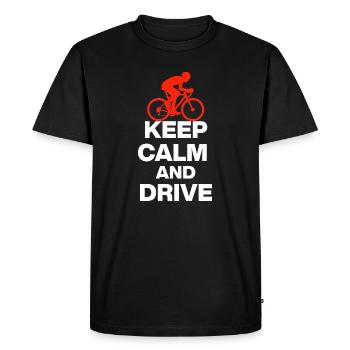 KEEP CALM AND RIDE! ROAD BIKE AND CYCLING GIFT w - Men's Premium Organic T-Shirt - black - Front - Nico (187cm)