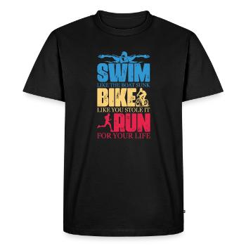 Nager comme le bateau coulé Vélo comme si vous l’aviez volé Courez - T-shirt Premium bio Homme - noir - Devant - Nico (187cm)