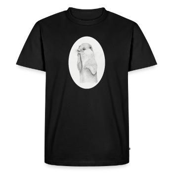 Otter Oval - Men's Premium Organic T-Shirt - black - Front - Nico (187cm)