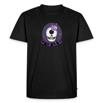 Crâne avec rose, diamant en t-shirt violet & plus - T-shirt Premium bio Homme - noir - Devant - Nico (187cm)
