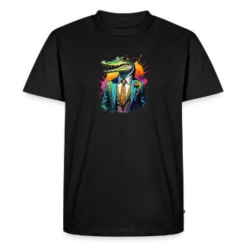 Crocodile in a suit - Men's Premium Organic T-Shirt - black - Front - Nico (187cm)