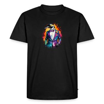 Penguin in a suit - Men's Premium Organic T-Shirt - black - Front - Nico (187cm)
