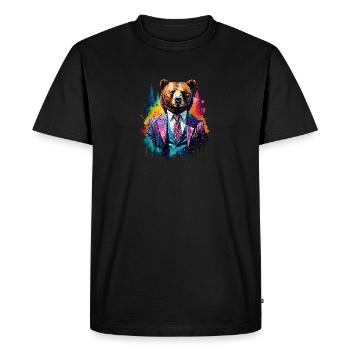 Bear in a suit - Men's Premium Organic T-Shirt - black - Front - Nico (187cm)