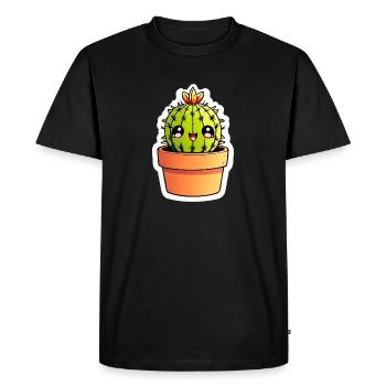 Cactus Cactus Kawaii sticker - T-shirt Premium bio Homme - noir - Devant - Nico (187cm)