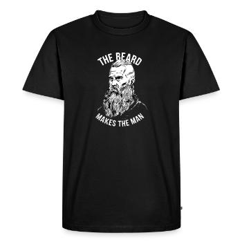 Fier de la barbe : la barbe fait l’homme ! - T-shirt Premium bio Homme - noir - Devant - Nico (187cm)