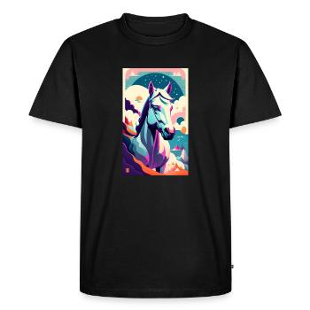 Cheval | Équitation | Animal | Monture | Coloré - T-shirt Premium bio Homme - noir - Devant - Nico (187cm)