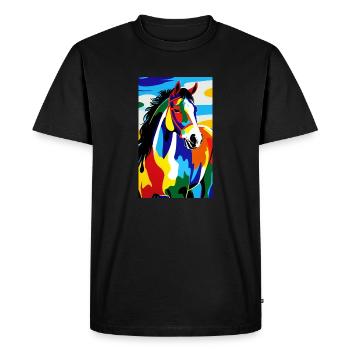 Cheval | Équitation | Animal | Monture | Coloré - T-shirt Premium bio Homme - noir - Devant - Nico (187cm)