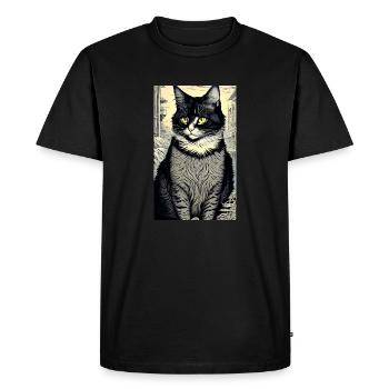 Cat | Pet | Cat Fan | cute | Kitten - Men's Premium Organic T-Shirt - black - Front - Nico (187cm)
