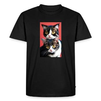 Cat | Pet | Cat Fan | cute | Kitten - Men's Premium Organic T-Shirt - black - Front - Nico (187cm)