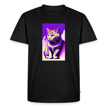 Cat | Pet | Cat Fan | cute | Kitten - Men's Premium Organic T-Shirt - black - Front - Nico (187cm)