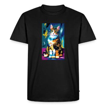 Cat | Pet | Cat Fan | cute | Kitten - Men's Premium Organic T-Shirt - black - Front - Nico (187cm)