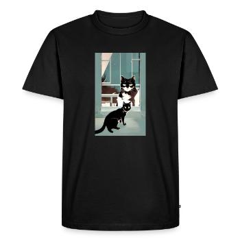 Cat | Pet | Cat Fan | cute | Kitten - Men's Premium Organic T-Shirt - black - Front - Nico (187cm)