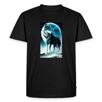 Wolf | Predator | Dog | Mystical - Men's Premium Organic T-Shirt - black - Front - Nico (187cm)