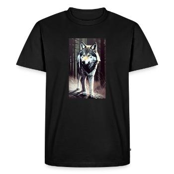 Wolf | Predator | Dog | Mystical - Men's Premium Organic T-Shirt - black - Front - Nico (187cm)