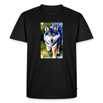Wolf | Predator | Dog | Mystical - Men's Premium Organic T-Shirt - black - Front - Nico (187cm)