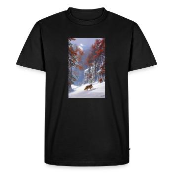 Loup | Prédateur | Chien | Mystique - T-shirt Premium bio Homme - noir - Devant - Nico (187cm)