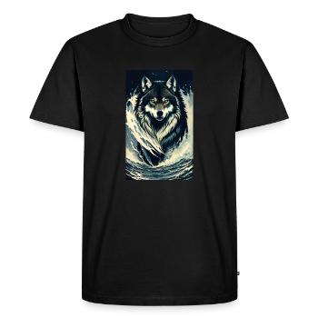 Wolf | Raubtier | Hund | Mystisch - Männer Premium Bio T-Shirt - Schwarz - Vorne - Nico (187cm)