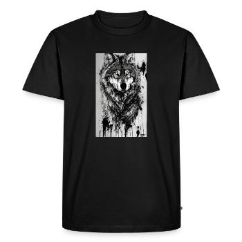 Loup | Prédateur | Chien | Mystique - T-shirt Premium bio Homme - noir - Devant - Nico (187cm)