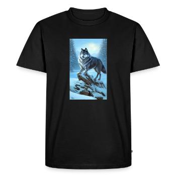 Wolf | Predator | Dog | Mystical - Men's Premium Organic T-Shirt - black - Front - Nico (187cm)